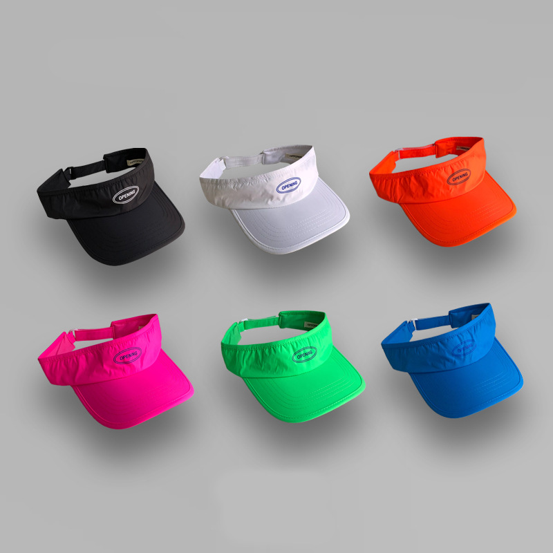 colorful nylon soft fabric towel sweatband 3D logo embroidery sun visor hat
