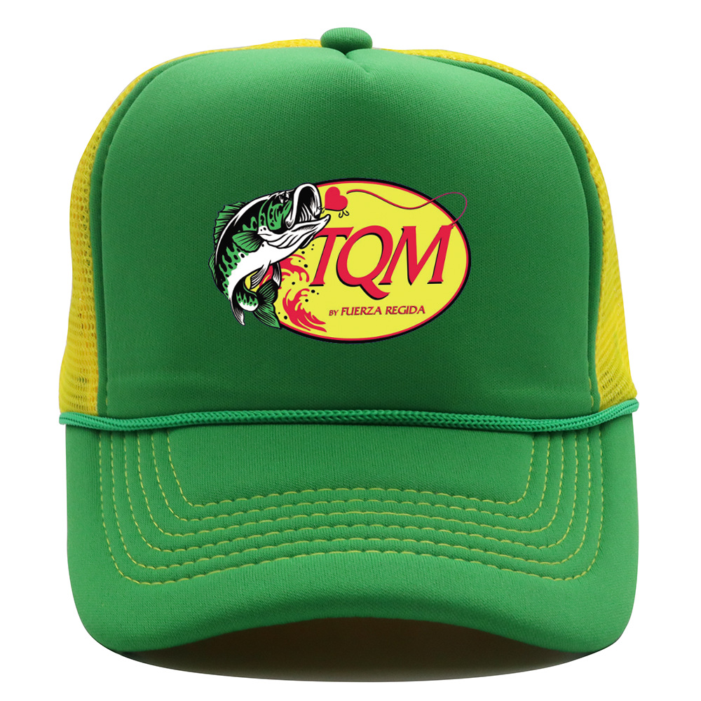 logo gel printing fashion mesh hat quality TQM fish design trucker hat