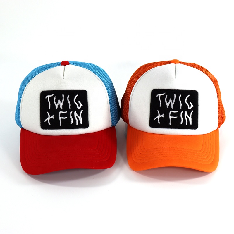 5 Panel Polyester Foam Mesh Back Trucker Hat Custom Logo Foam Mesh Cap
