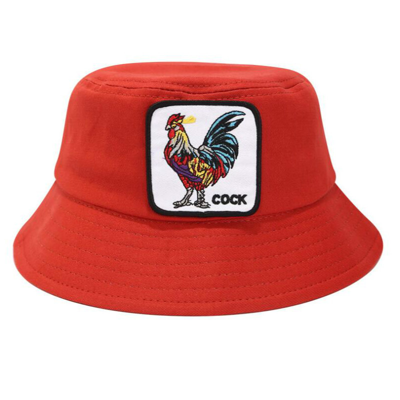 logo animal patch cotton bucket hat one layer street wear fishing cap