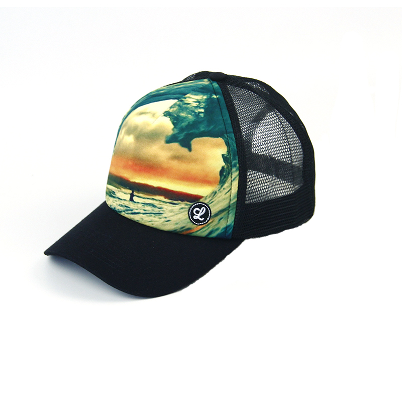 custom fabric sublimation with patch logo mesh hat