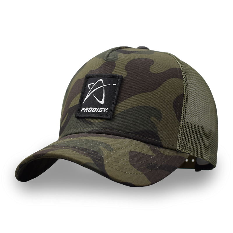 army green camo color nylon mesh trucker hat